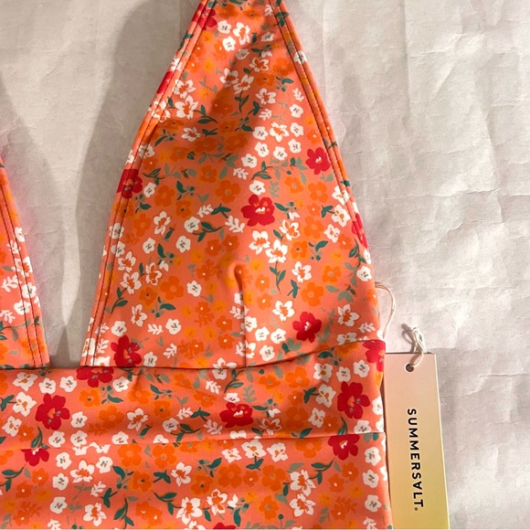 Summersalt Deep V Halter Swimsuit Size 6 in Orange Floral - Picture 6 of 15